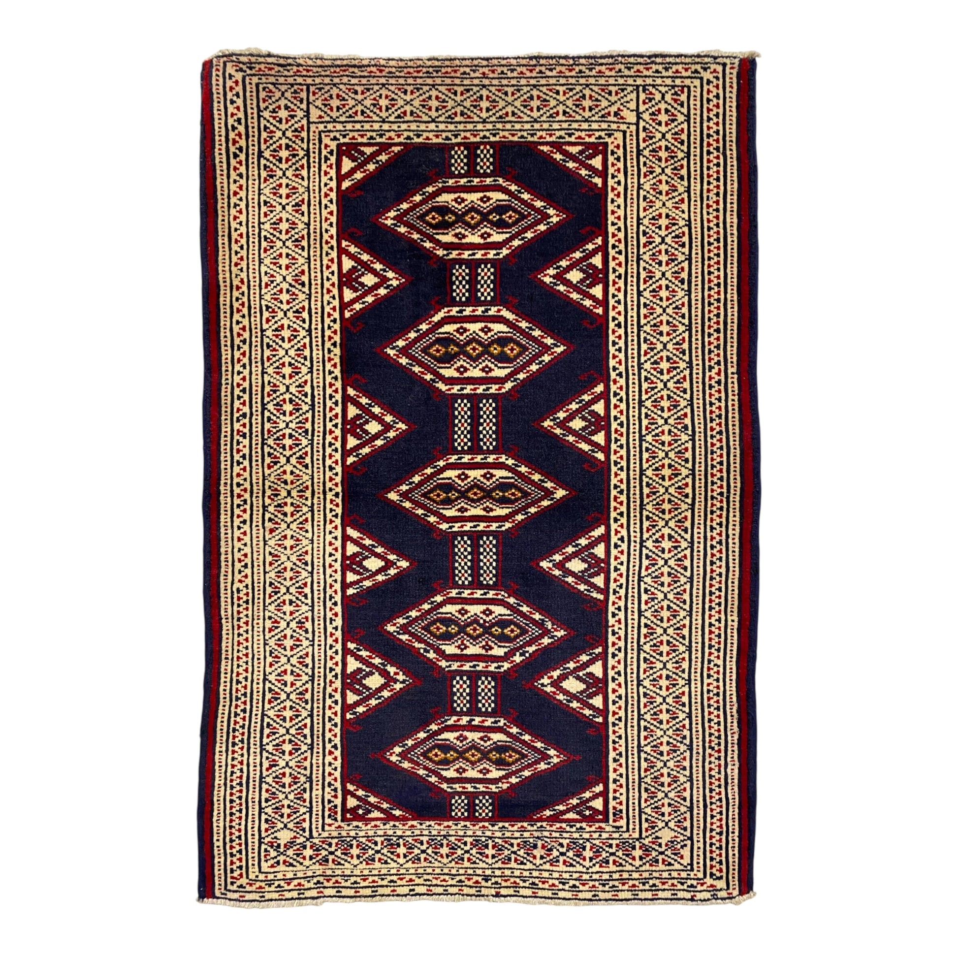 Navy Blue Turkmen Sultan Buhara Small Rug - Kilim Art Gallery