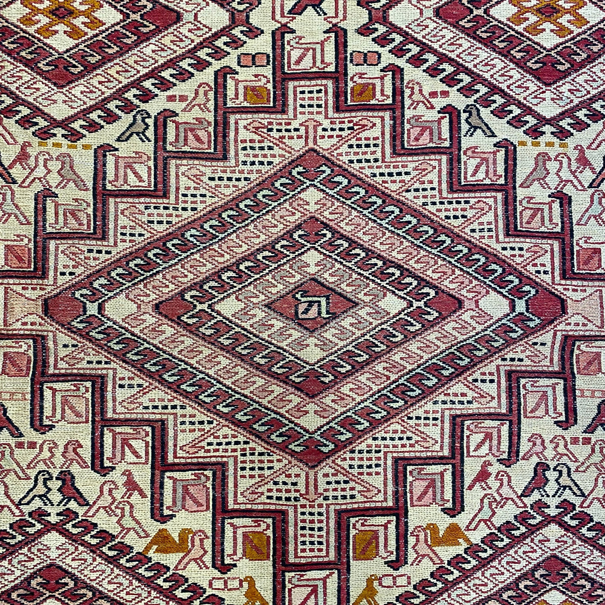 Noah's Ark Design Silk Soumak Rug - Kilim Art Gallery