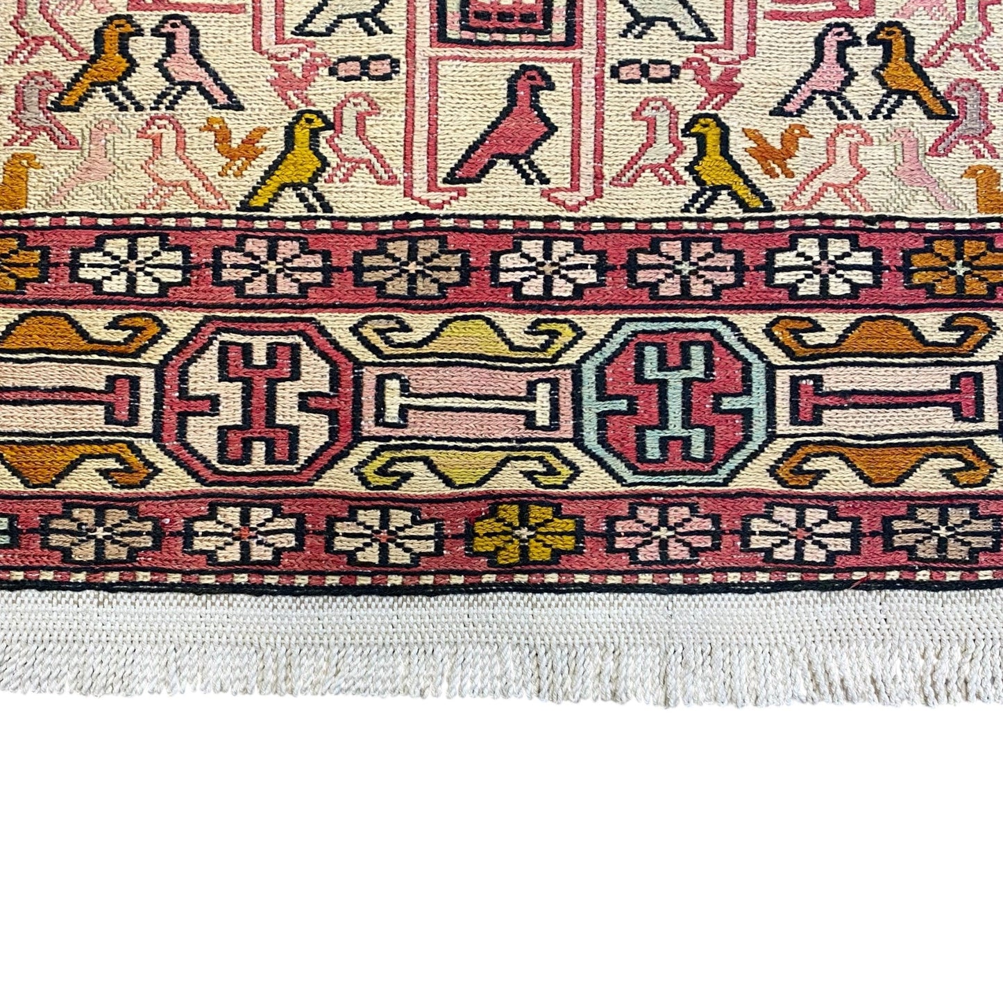 Noah's Ark Design Silk Soumak Rug - Kilim Art Gallery