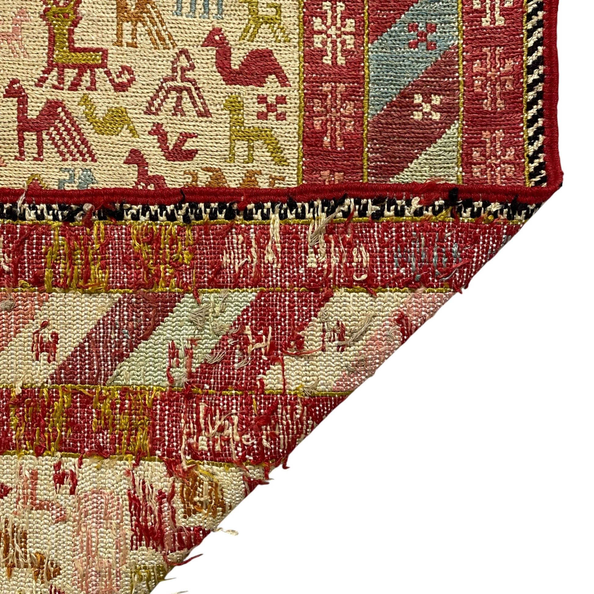 Noah's Ark Design Silk Soumak Runner Rug - Kilim Art Gallery