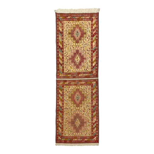 Noah's Ark Design Silk Soumak Runner Rug - Kilim Art Gallery