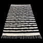 Nordic Scandinavian Style Black and White Striped Turkish Siirt Blanket Kilim Rug - Kilim Art Gallery