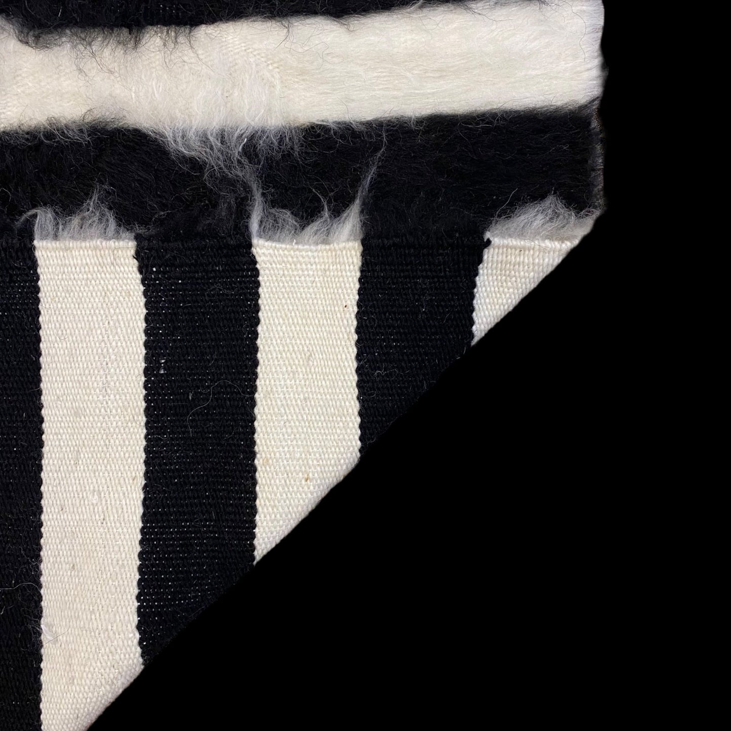 Nordic Scandinavian Style Black and White Striped Turkish Siirt Blanket Kilim Rug - Kilim Art Gallery