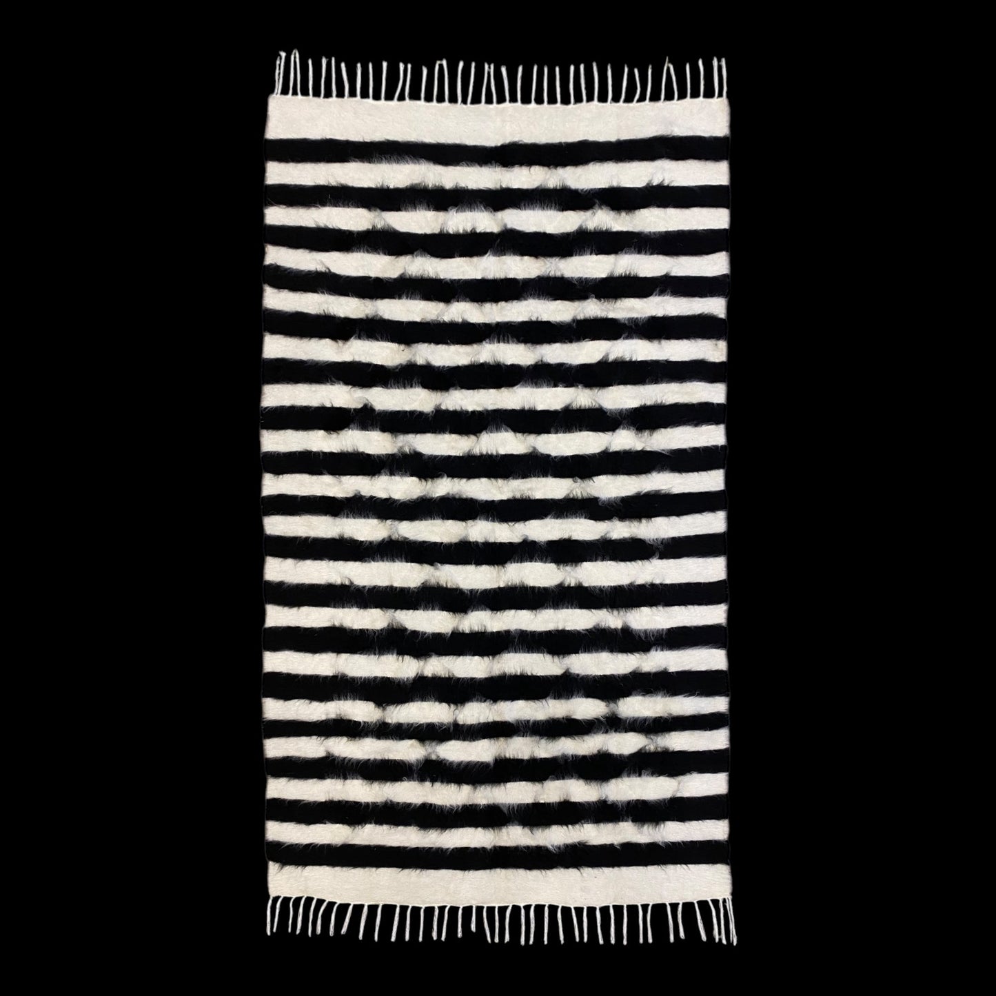 Nordic Scandinavian Style Black and White Striped Turkish Siirt Blanket Kilim Rug - Kilim Art Gallery