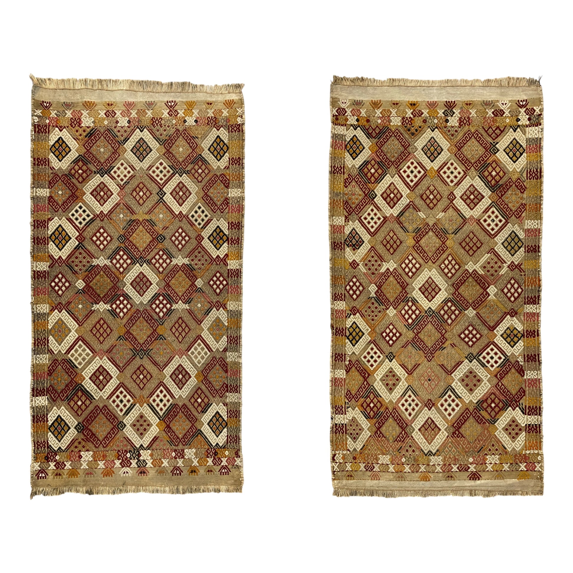 Pair of Twin Turkish Cicim Kelim Rugs - Kilim Art Gallery