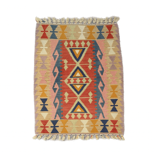 Pastel Color Pink Kilim Rug - Kilim Art Gallery