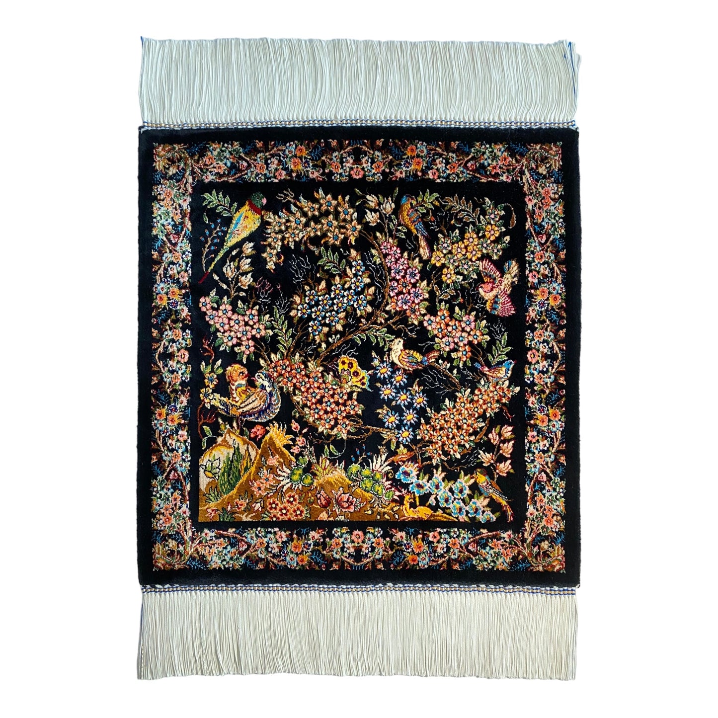 Pictorial Silk Rug with Tree Of Life & Bird Design - Kilim Art Gallery