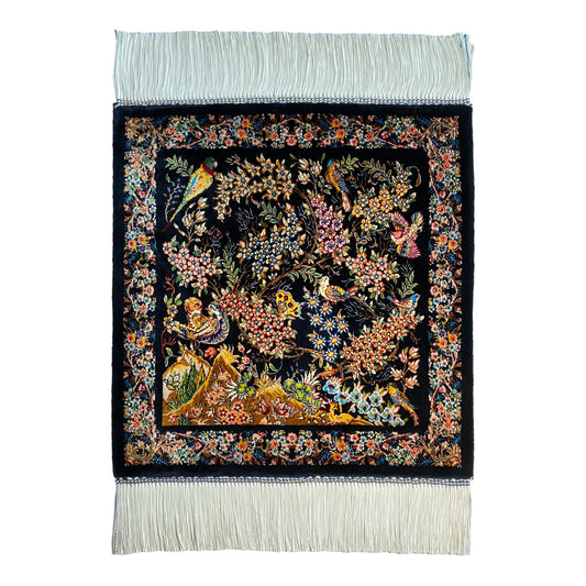 Pictorial Silk Rug with Tree Of Life & Bird Design - Kilim Art Gallery