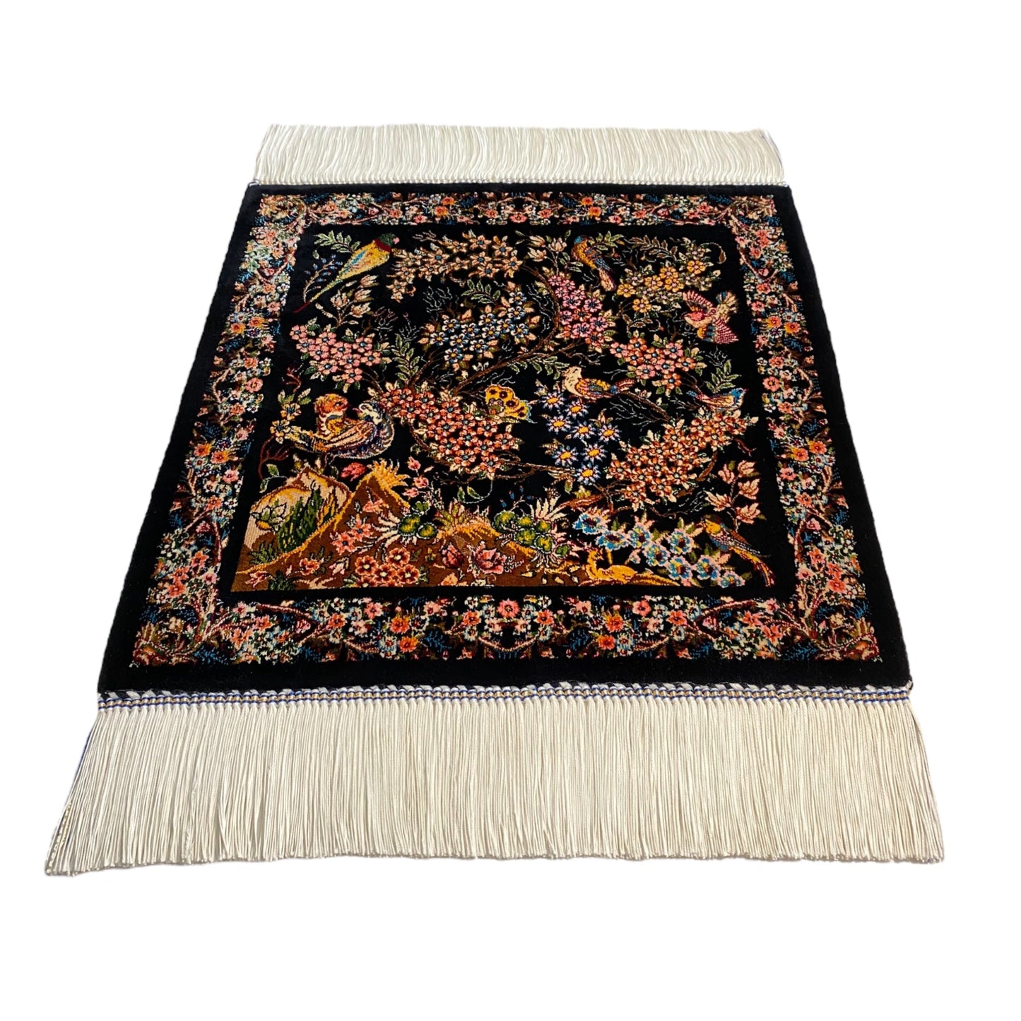 Pictorial Silk Rug with Tree Of Life & Bird Design - Kilim Art Gallery