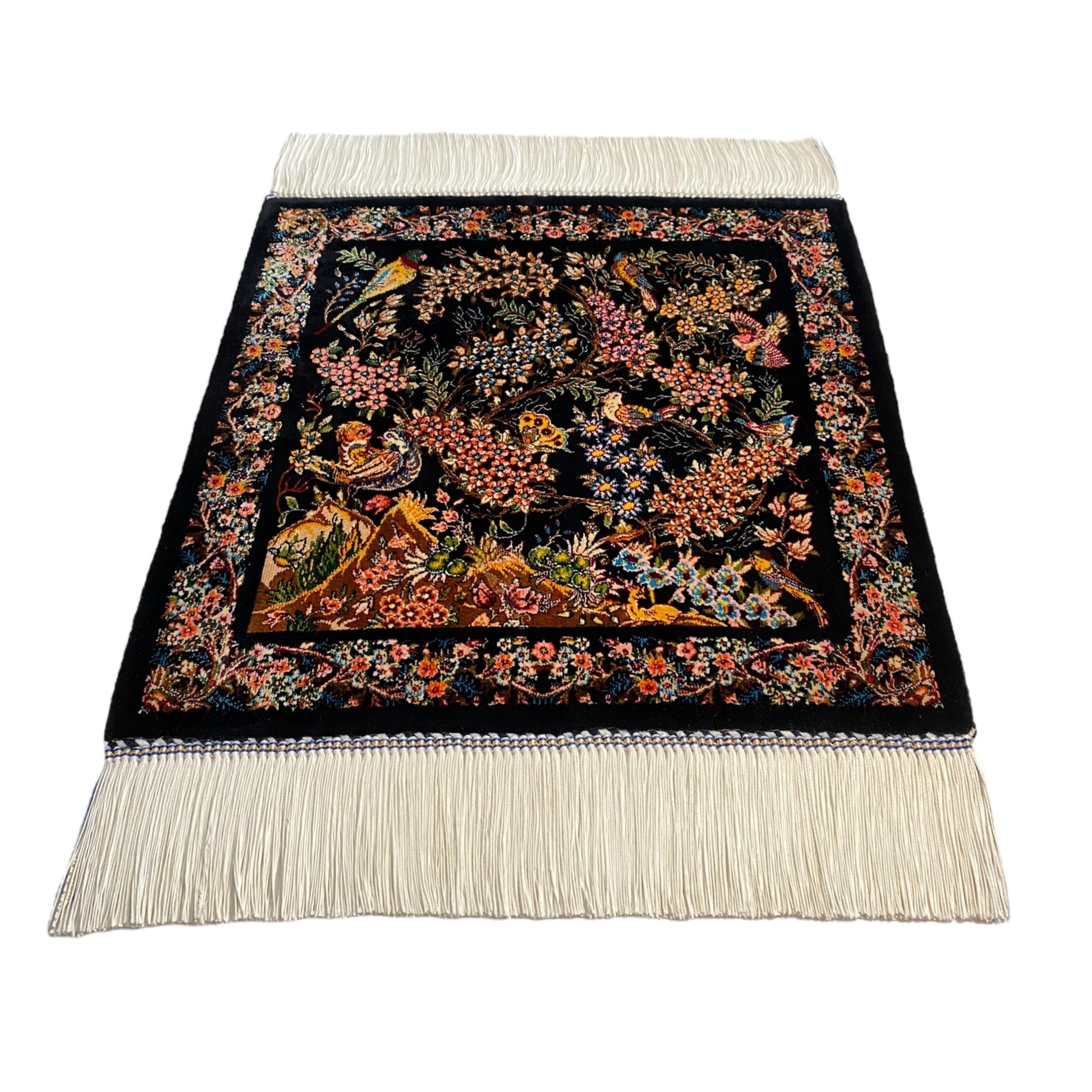 Pictorial Silk Rug with Tree Of Life & Bird Design - Kilim Art Gallery