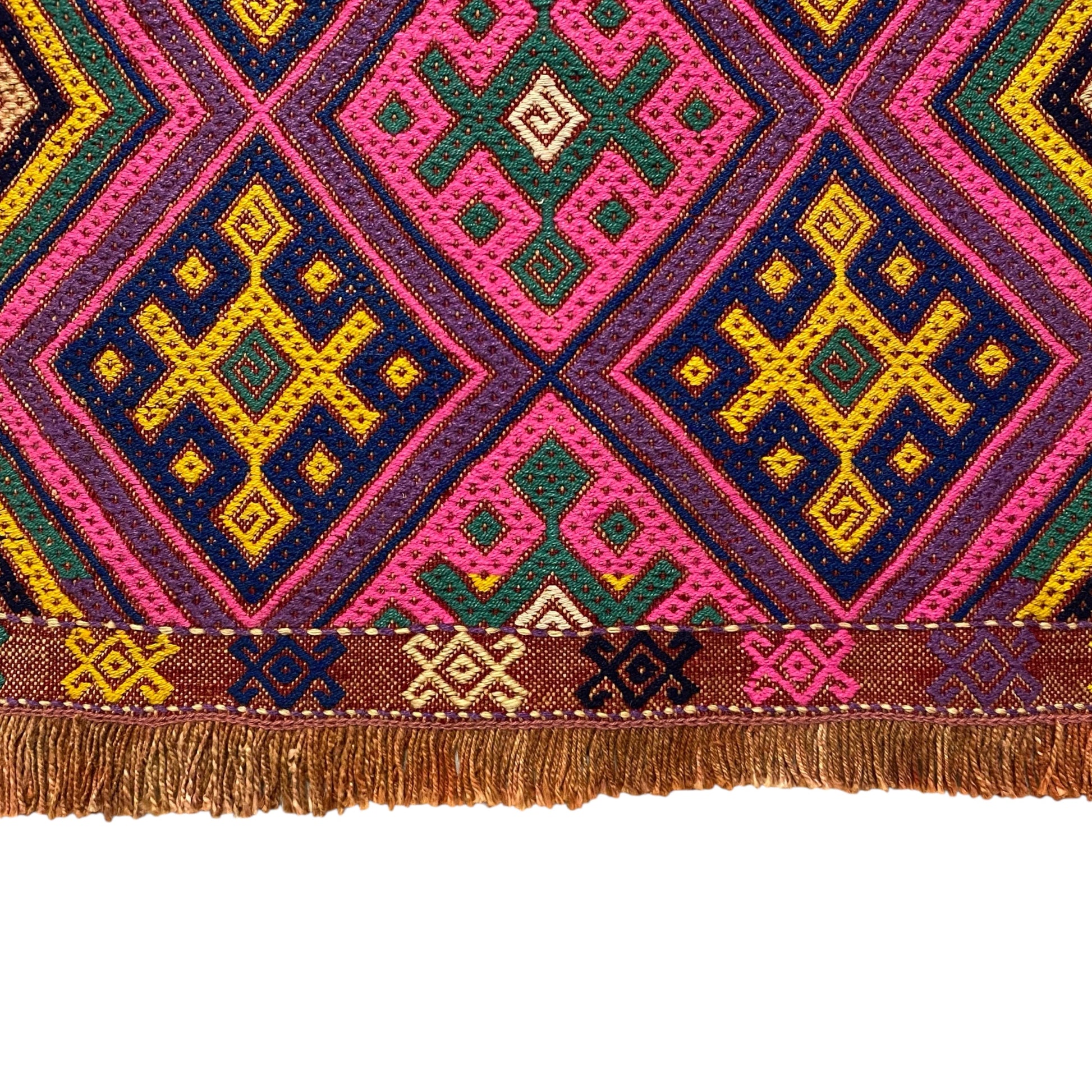 Pink and Yellow Kilim Bath Mat Doormat Rug - Kilim Art Gallery