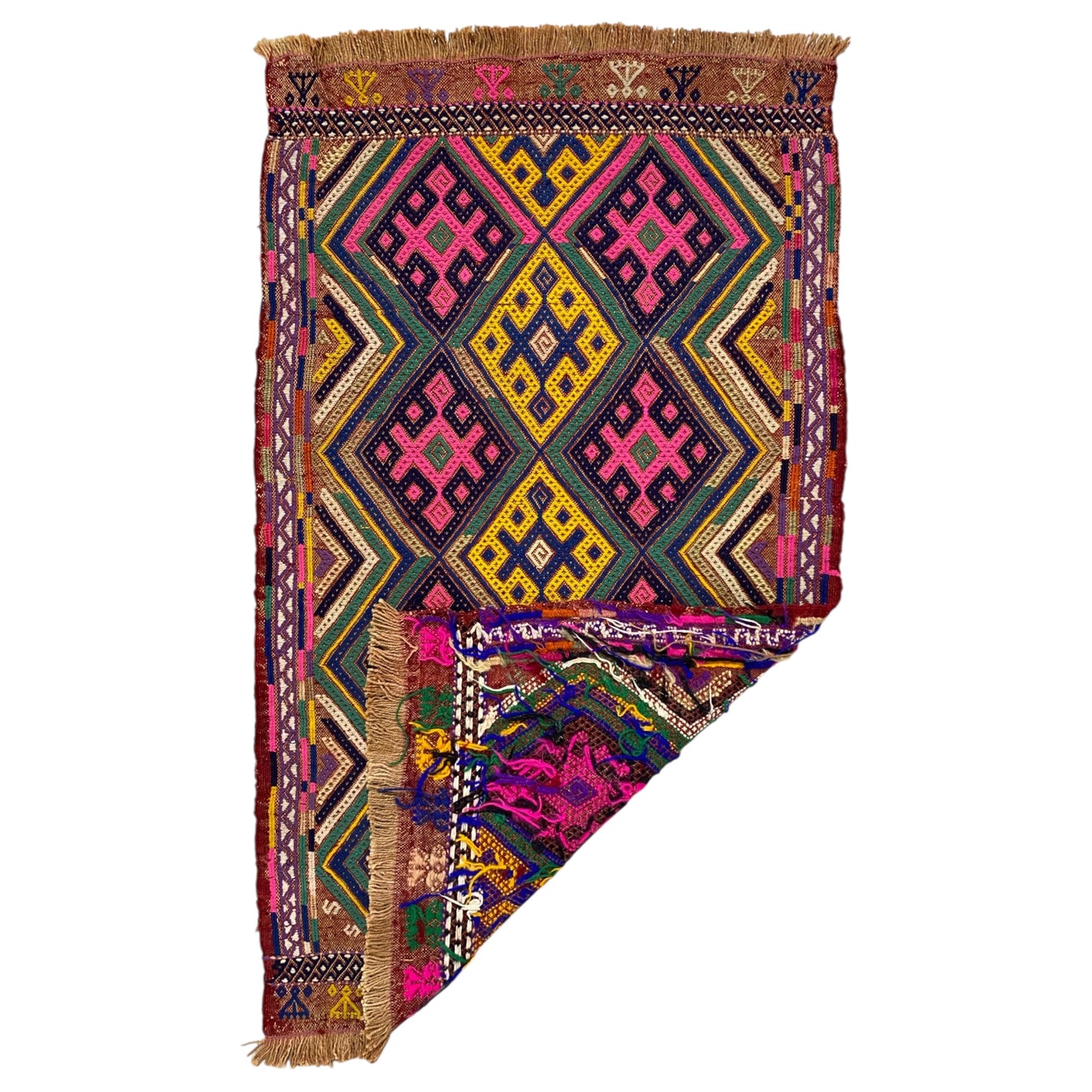 Pink Yellow Cicim Kilim Rug - Kilim Art Gallery