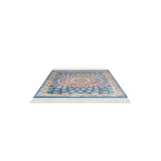 Blue Gumbad Design Bamboo Silk Rug