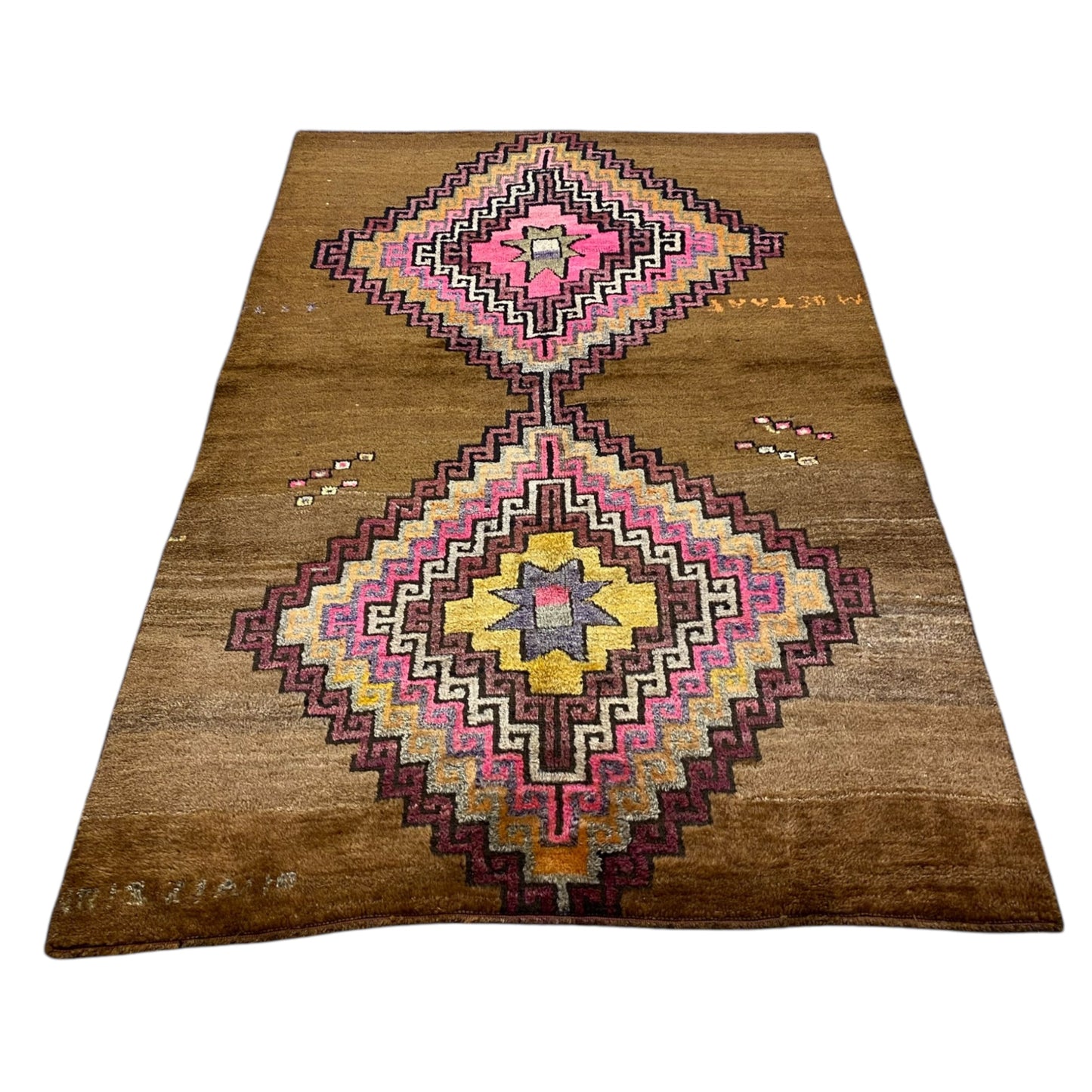Primitive Bold Design Brown Kars Rug - Kilim Art Gallery