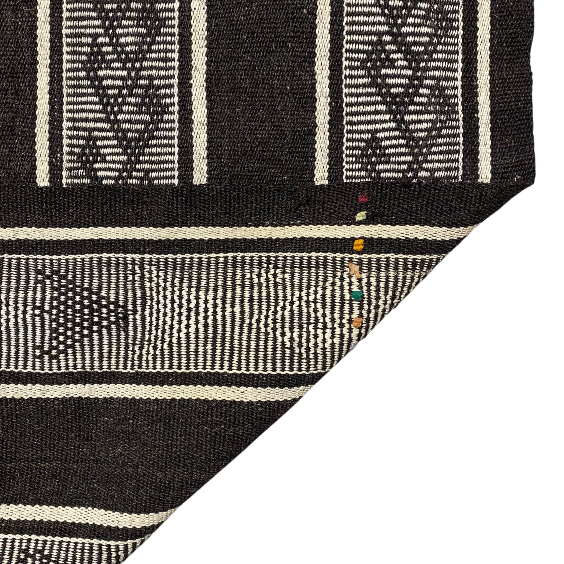 Primitive Ethnic Nomadic Black and White Kilim Perde Curtain - Kilim Art Gallery