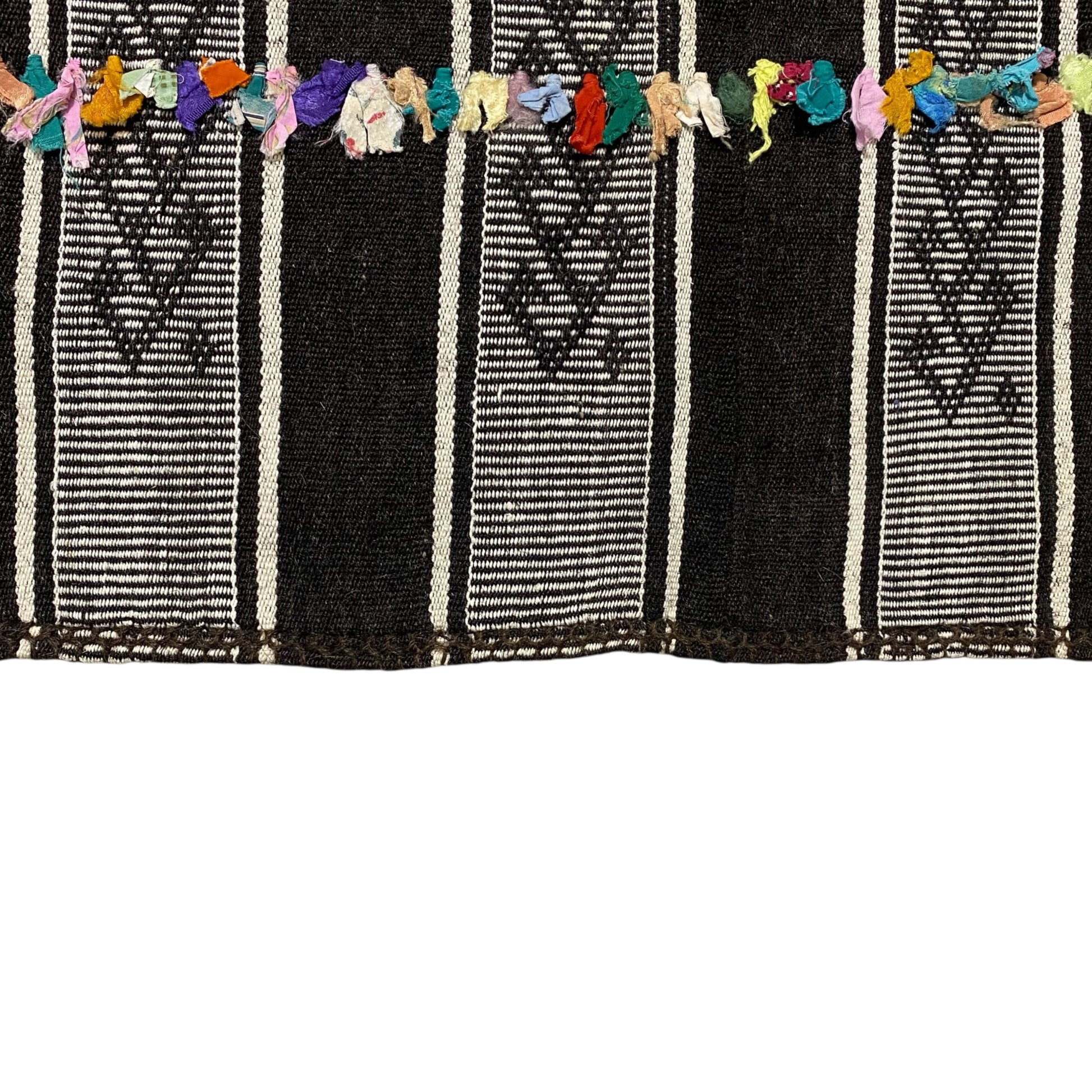 Primitive Ethnic Nomadic Black and White Kilim Perde Curtain - Kilim Art Gallery
