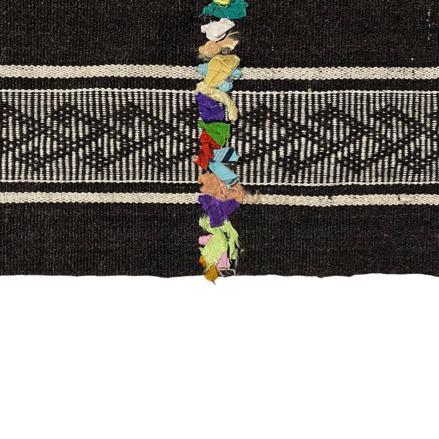 Primitive Ethnic Nomadic Black and White Kilim Perde Curtain - Kilim Art Gallery