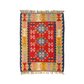 Red and Blue Turkish Kayseri Sariz Kilim Rug 3'x4' - Kilim Art Gallery