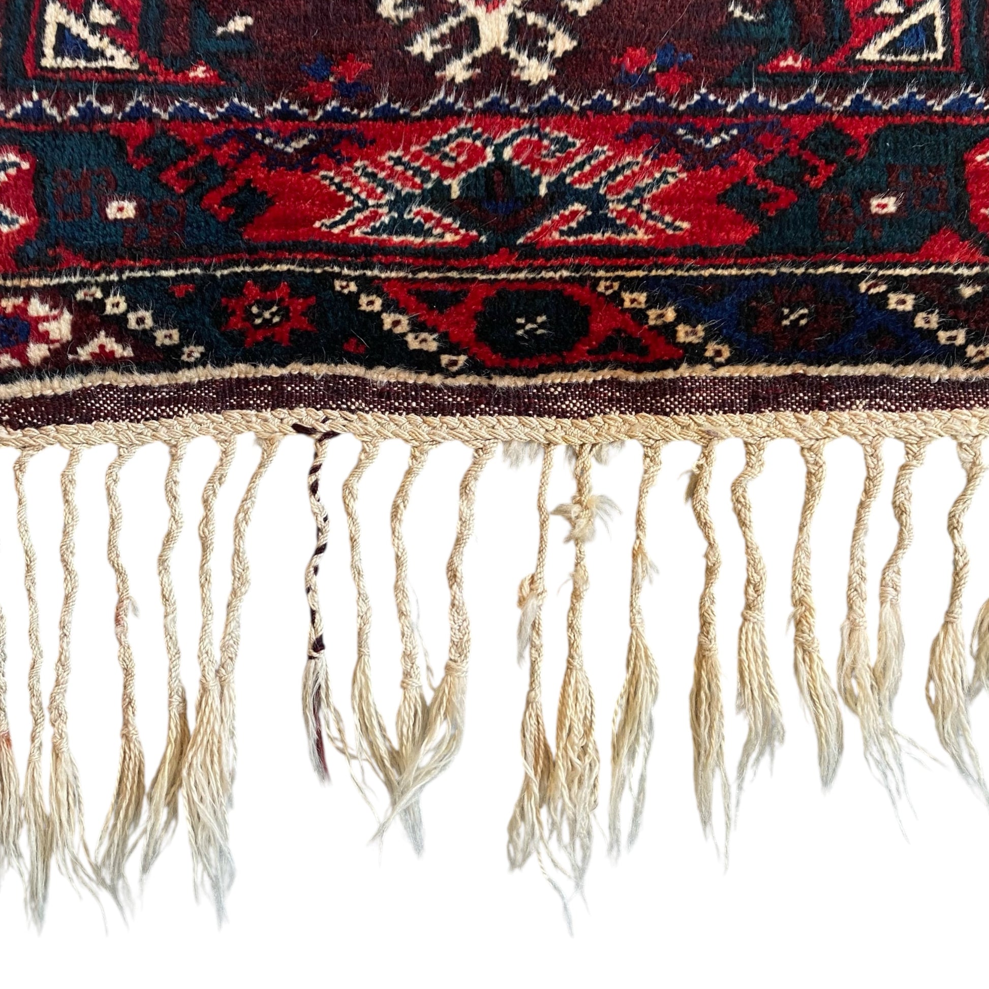 Red and Navy Blue Turkish Döşemealtı Lotto Rug - Kilim Art Gallery