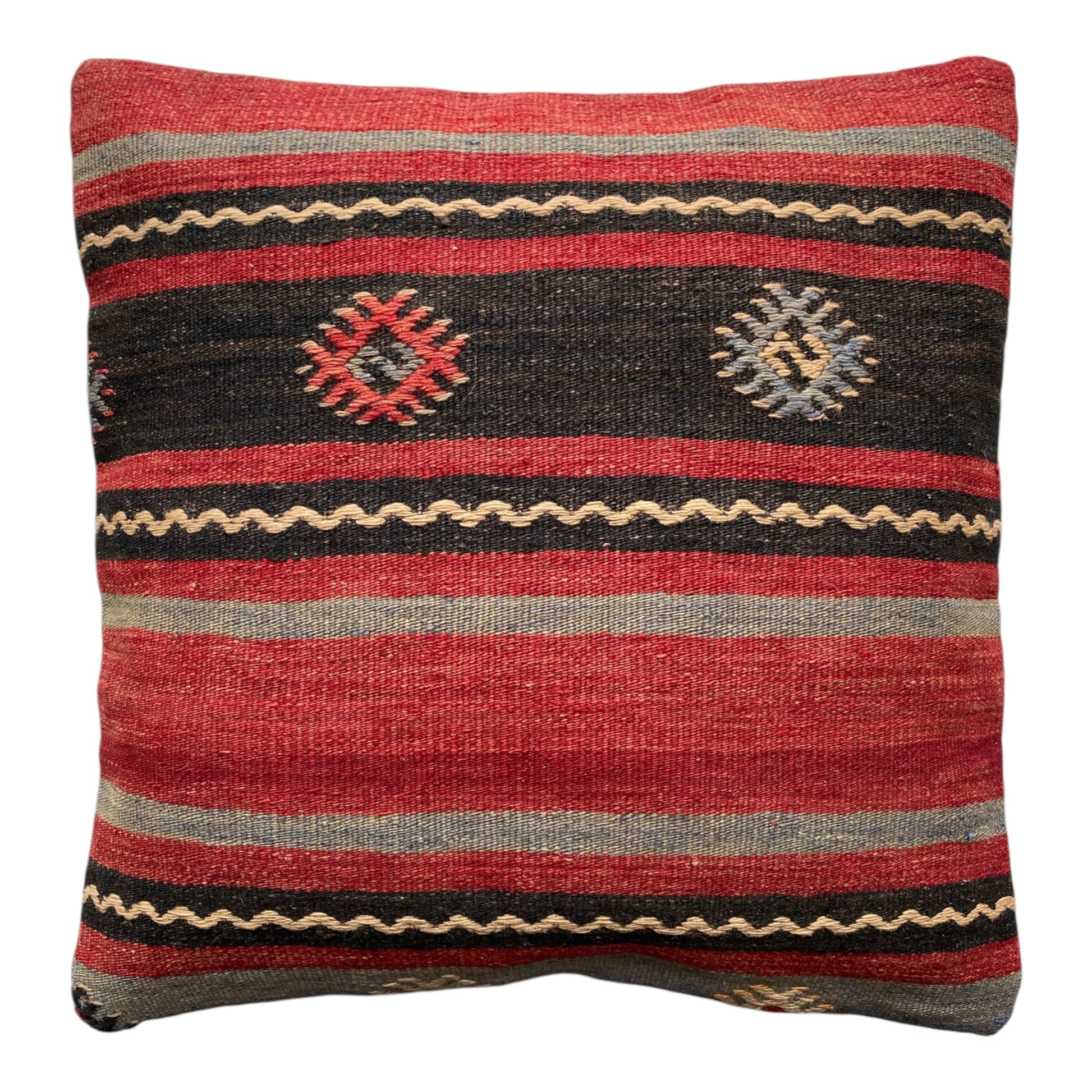 Red Black Kilim Cushion / Pillow Cover - Kilim Art Gallery