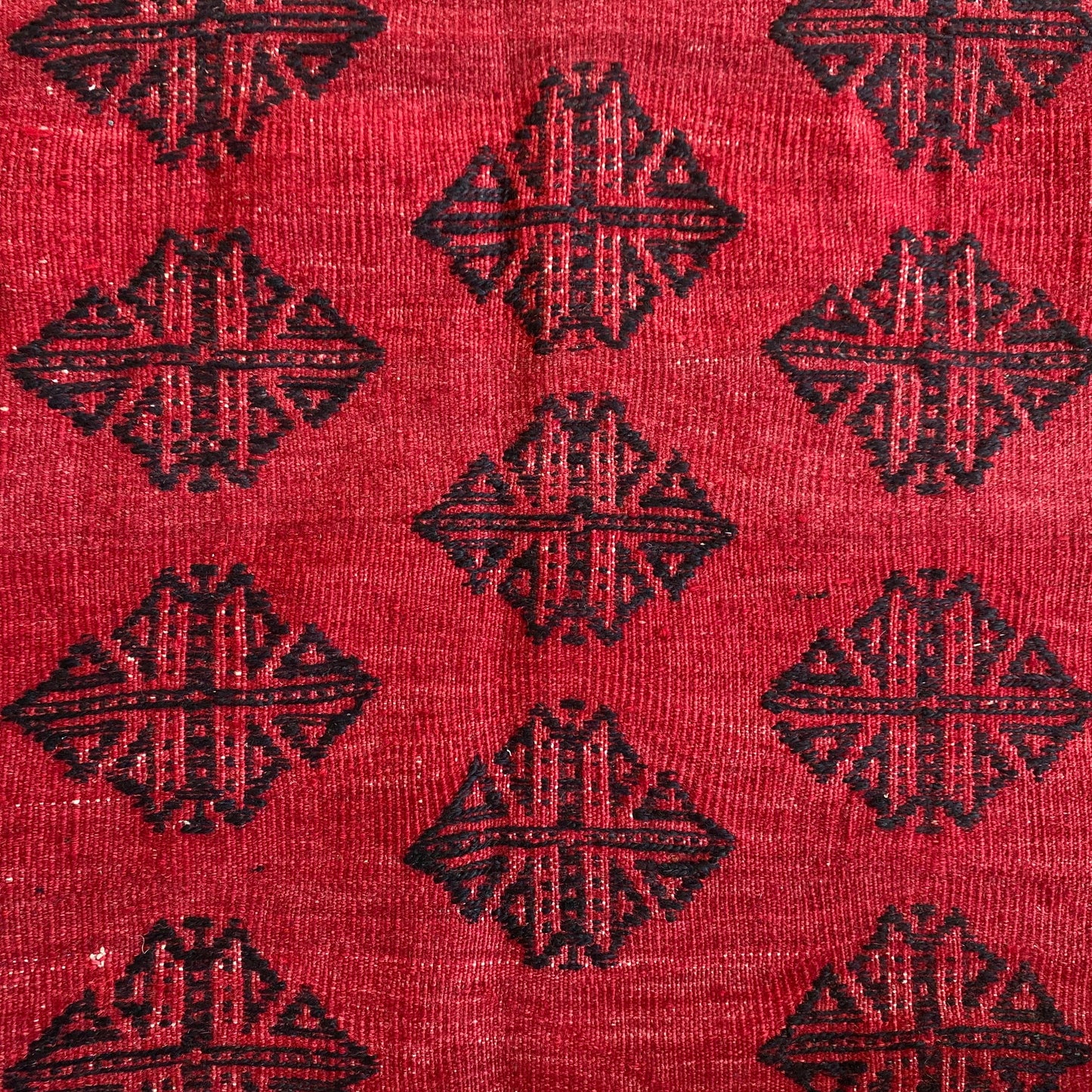 Red Black Square Kilim Rug - Kilim Art Gallery