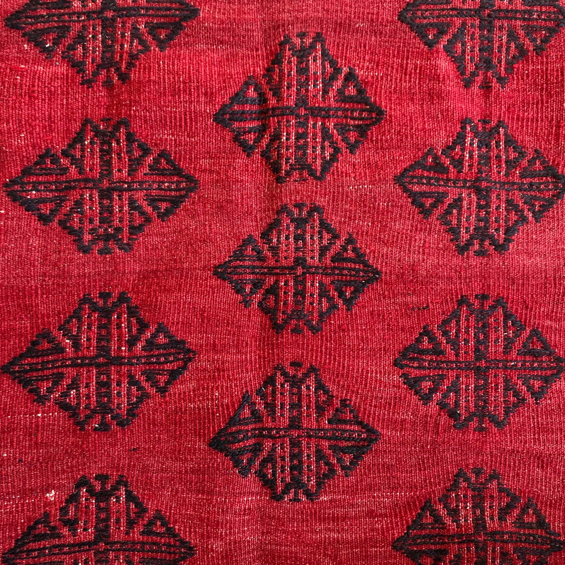 Red Black Square Kilim Rug - Kilim Art Gallery