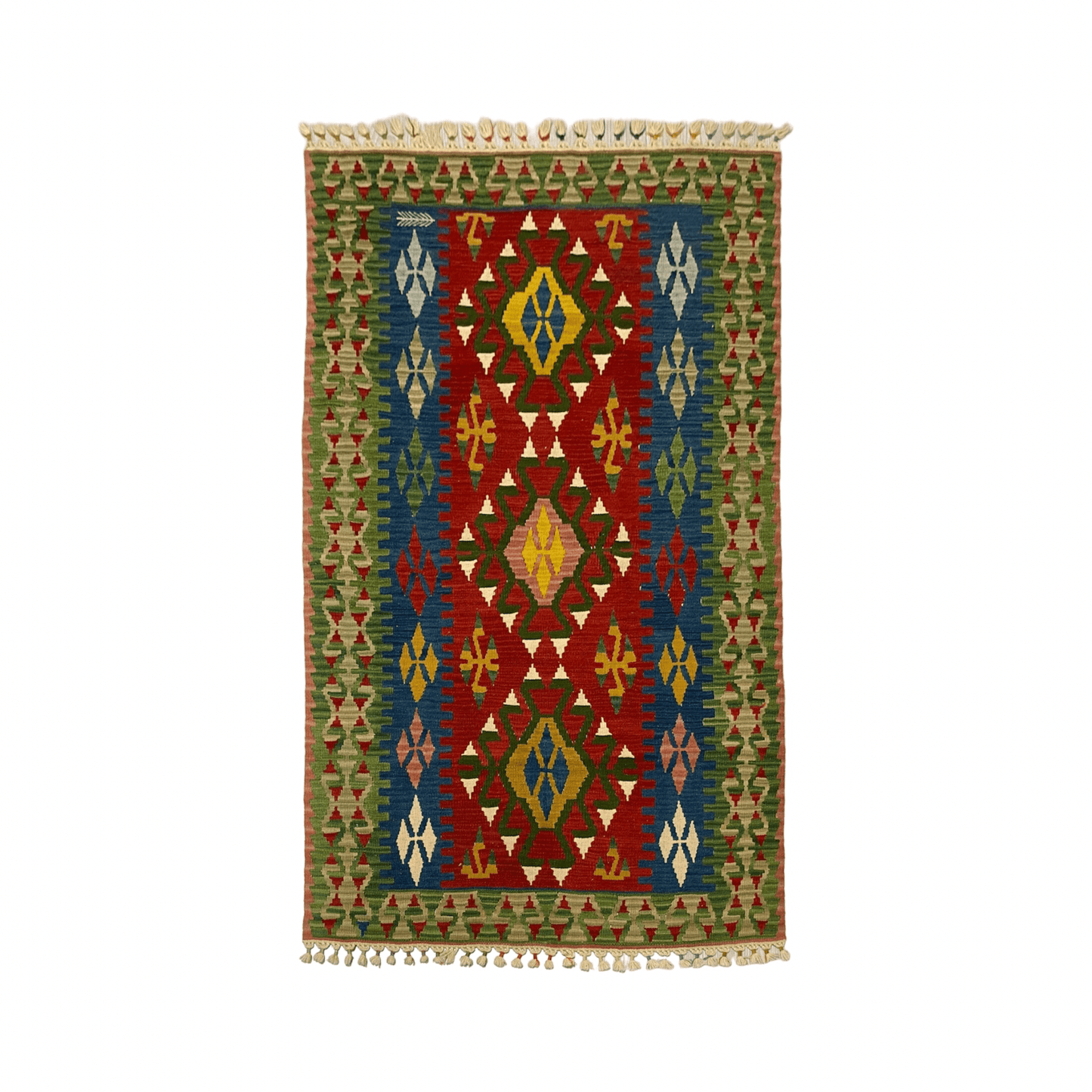 Red Blue Green Turkish Kilim Rug - Kilim Art Gallery