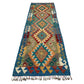 Red Blue White Green Narrow Kilim Runner Rug - Kilim Art Gallery