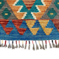 Red Blue White Green Narrow Kilim Runner Rug - Kilim Art Gallery