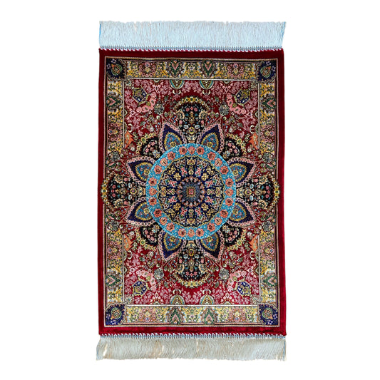 Red Color Bamboo Silk Rug - Kilim Art Gallery