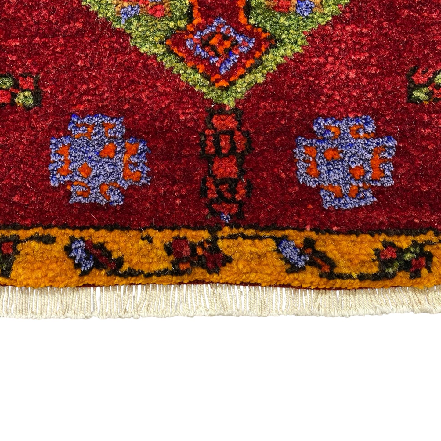 Red Green Wool Rug Doormat - Kilim Art Gallery