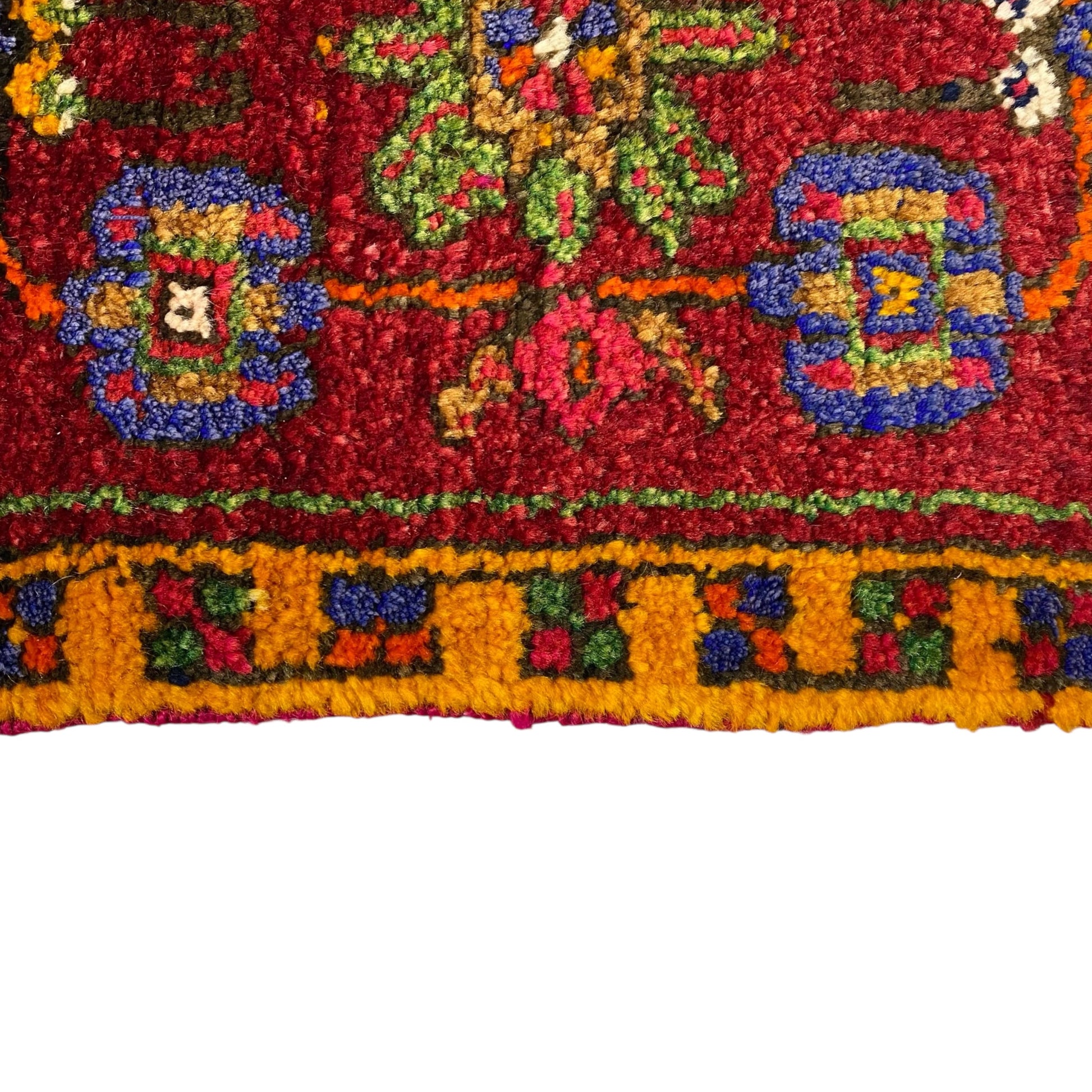 Red Green Wool Rug Doormat - Kilim Art Gallery