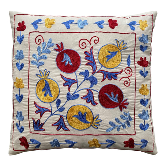 Red Yellow Blue Suzani Pillow Cover - Kilim Art Gallery