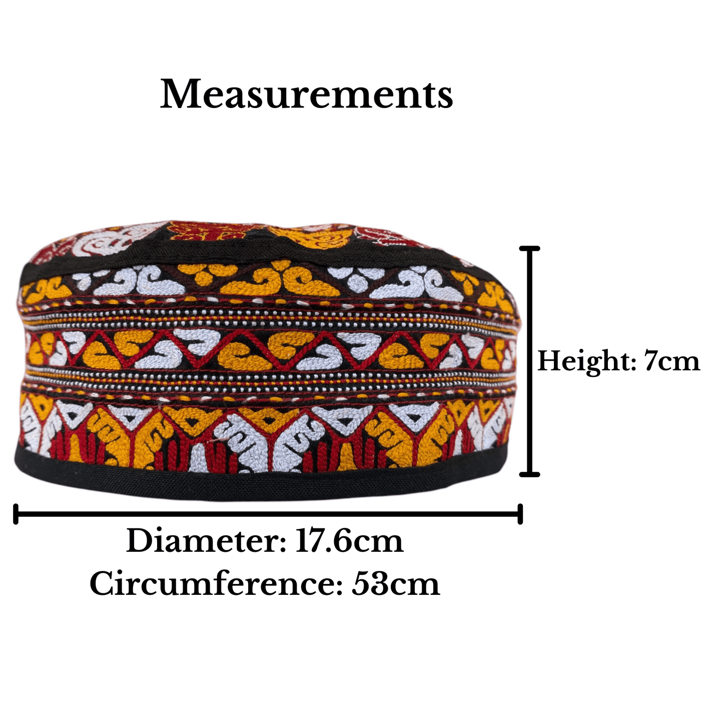 Red Yellow White Traditional Hat - Kilim Art Gallery