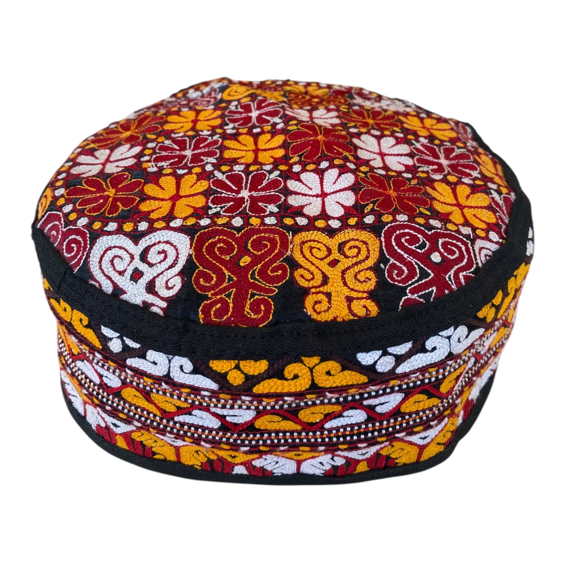 Red Yellow White Traditional Hat - Kilim Art Gallery