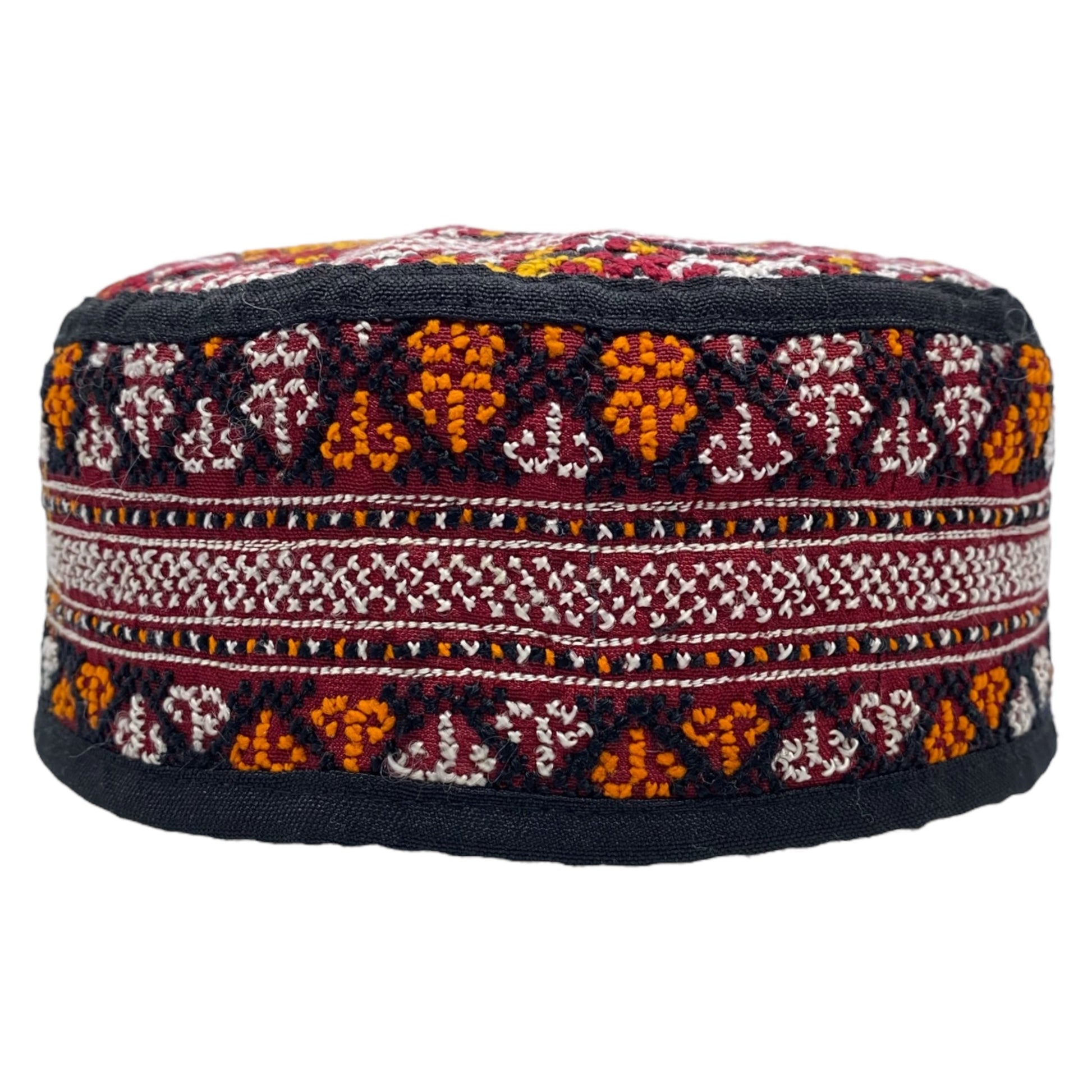 Red Yellow White Turkmen Kilim Hat - Kilim Art Gallery