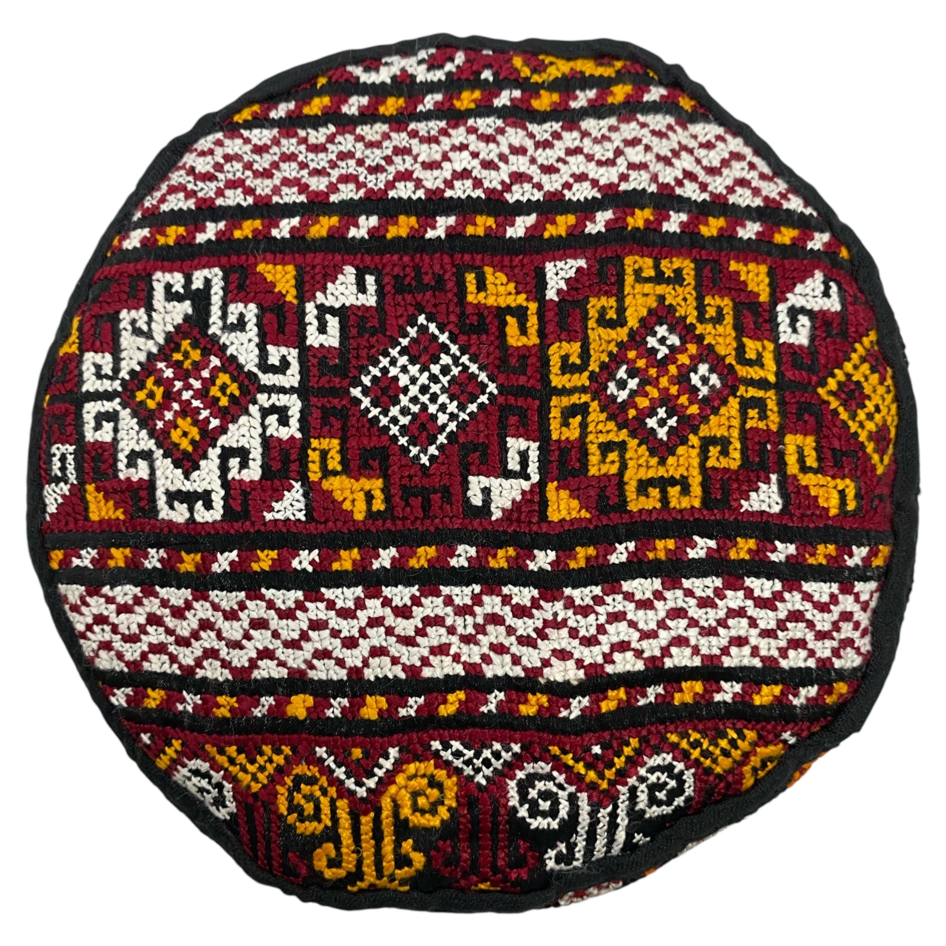 Red Yellow White Turkmen Kilim Hat - Kilim Art Gallery