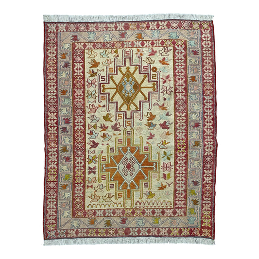 Silk Soumak Rug Wall Hanging ( a ) - Kilim Art Gallery