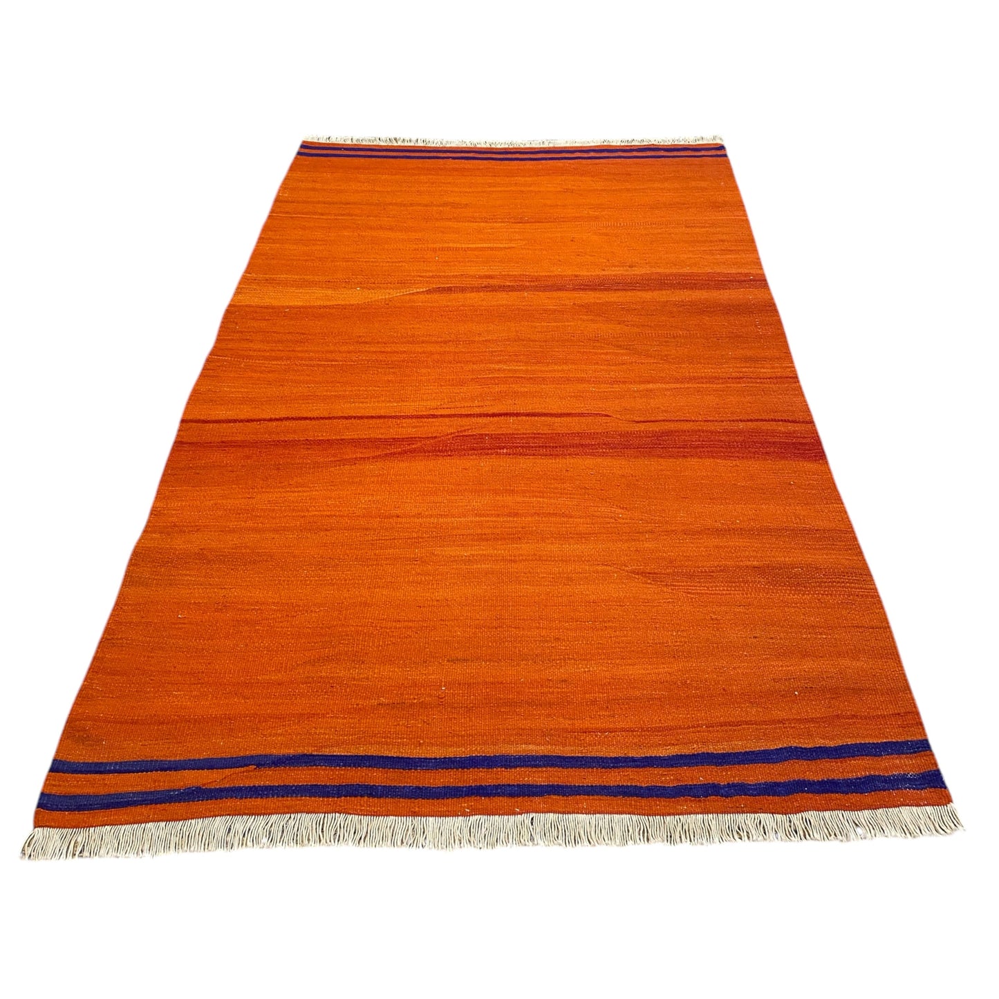 Simple Minimalist Orange Color Kilim Rug - Kilim Art Gallery