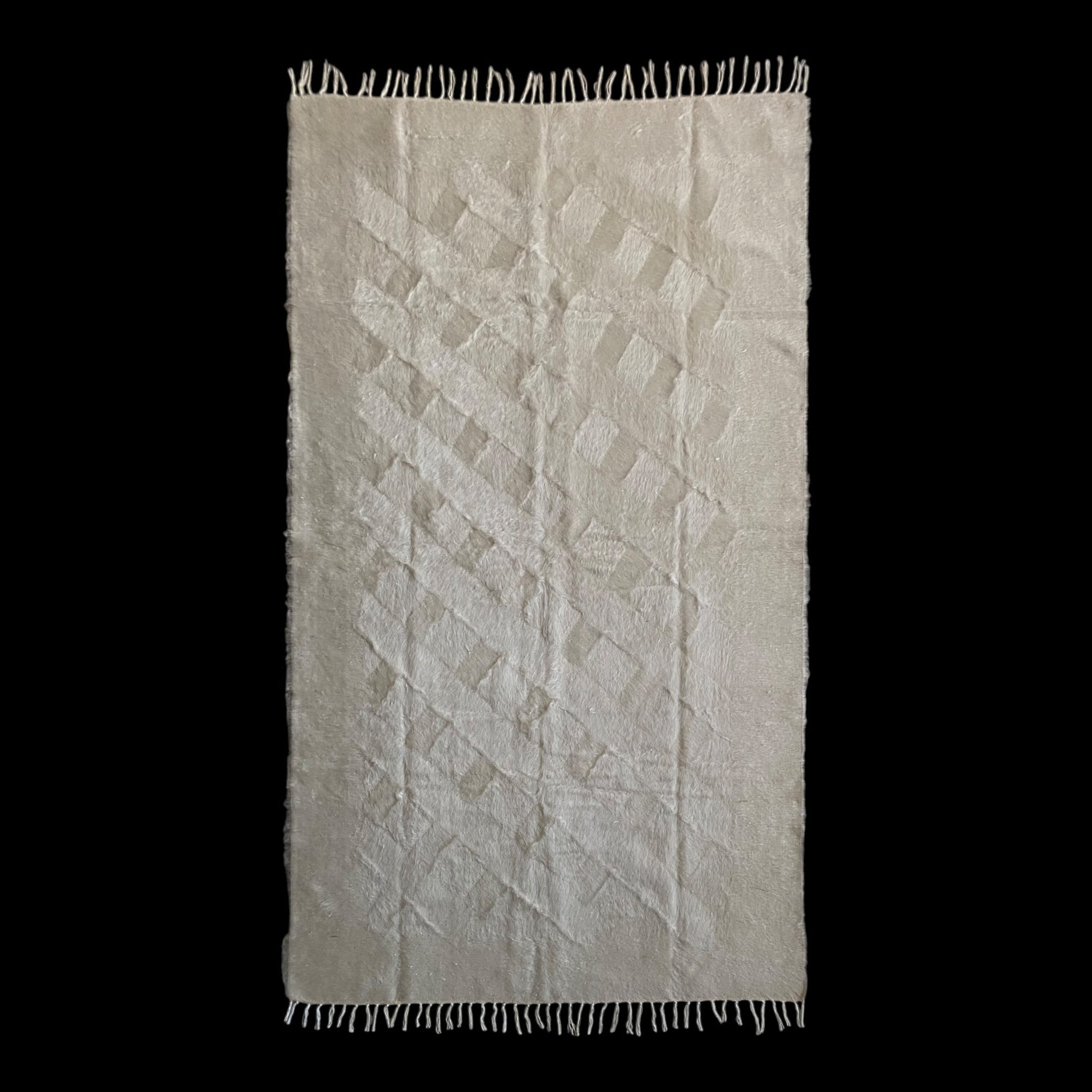 Simple Plain White Angora Mohair Turkish Siirt Blanket Kilim Rug - Kilim Art Gallery