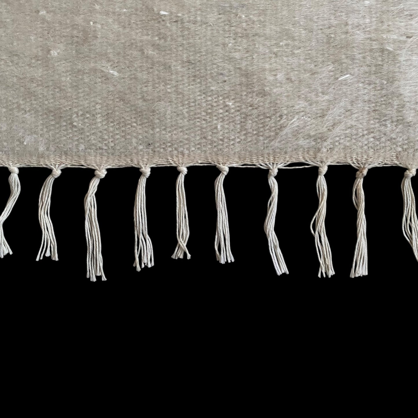 Simple Plain White Angora Mohair Turkish Siirt Blanket Kilim Rug - Kilim Art Gallery