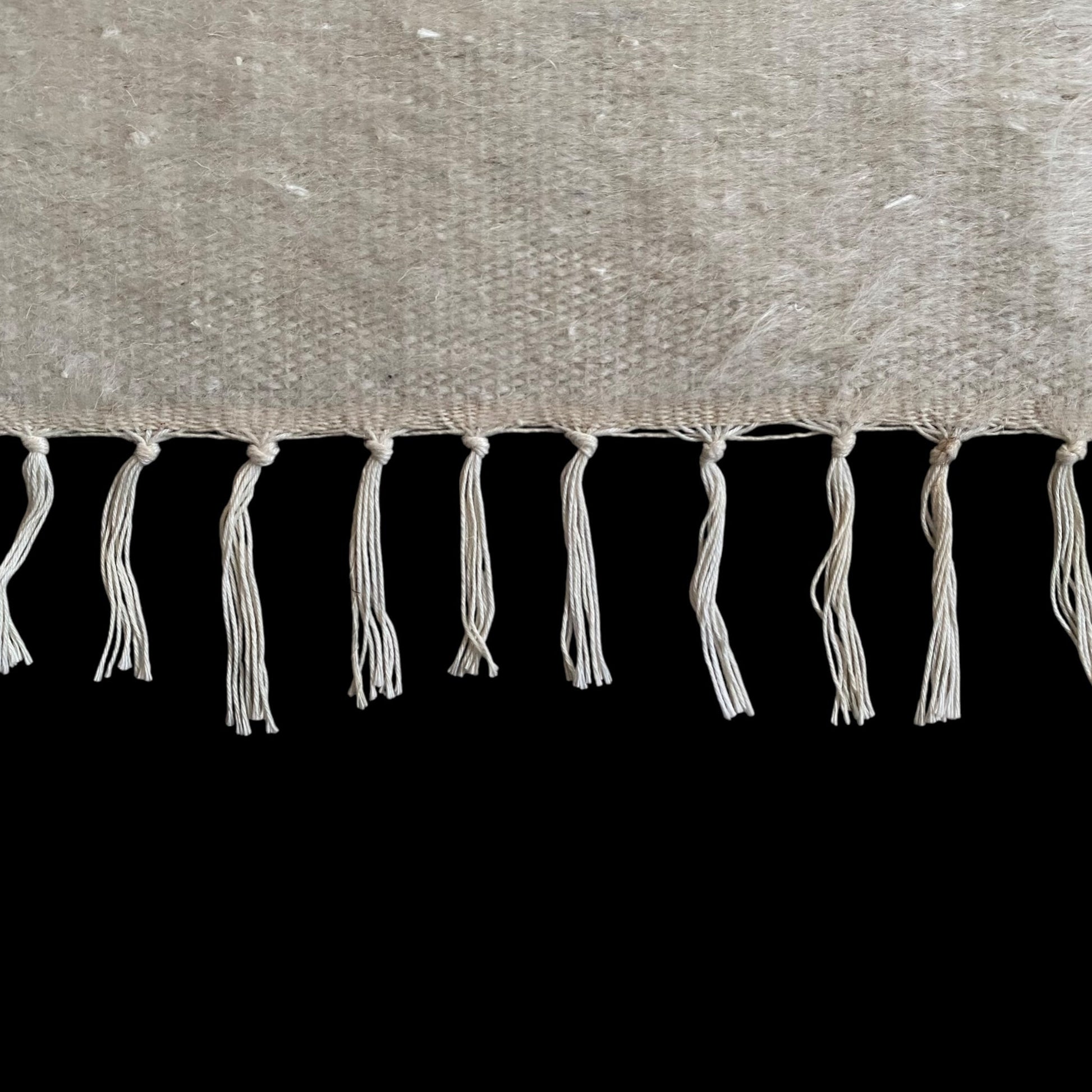 Simple Plain White Angora Mohair Turkish Siirt Blanket Kilim Rug - Kilim Art Gallery