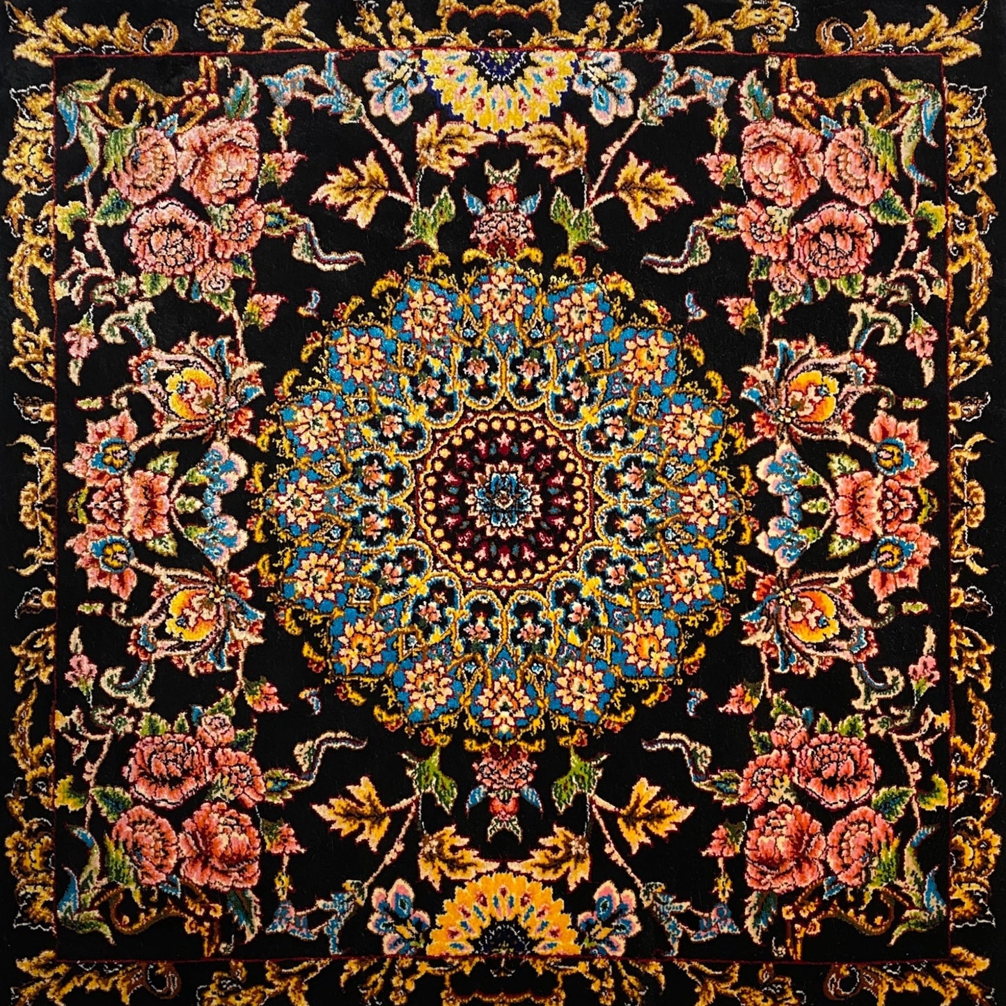 Small Black Bamboo Silk Carpet Rug - Kilim Art Gallery