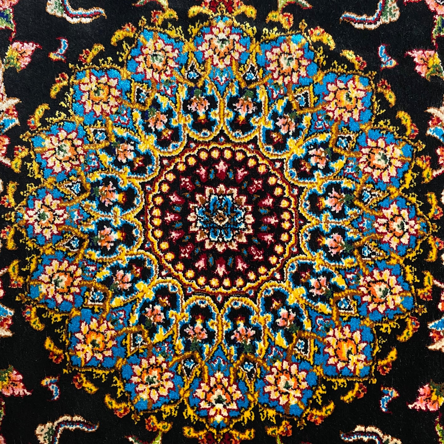 Small Black Bamboo Silk Carpet Rug - Kilim Art Gallery