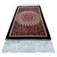 Small Black Dome Design Bamboo Silk Rug - Kilim Art Gallery