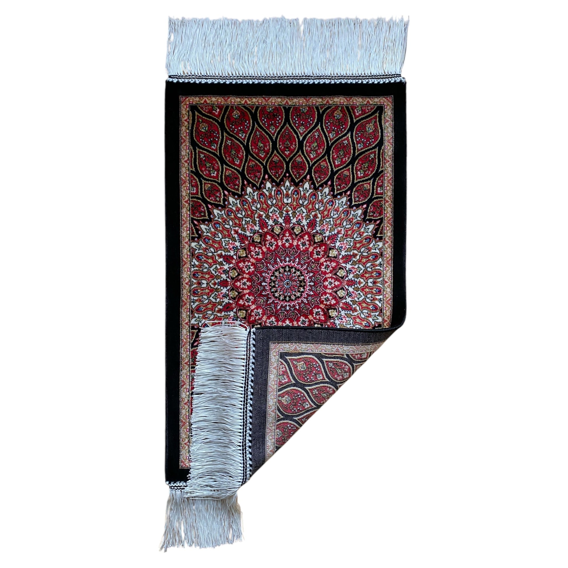 Small Black Dome Design Bamboo Silk Rug - Kilim Art Gallery