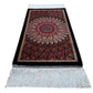 Small Black Dome Design Bamboo Silk Rug - Kilim Art Gallery