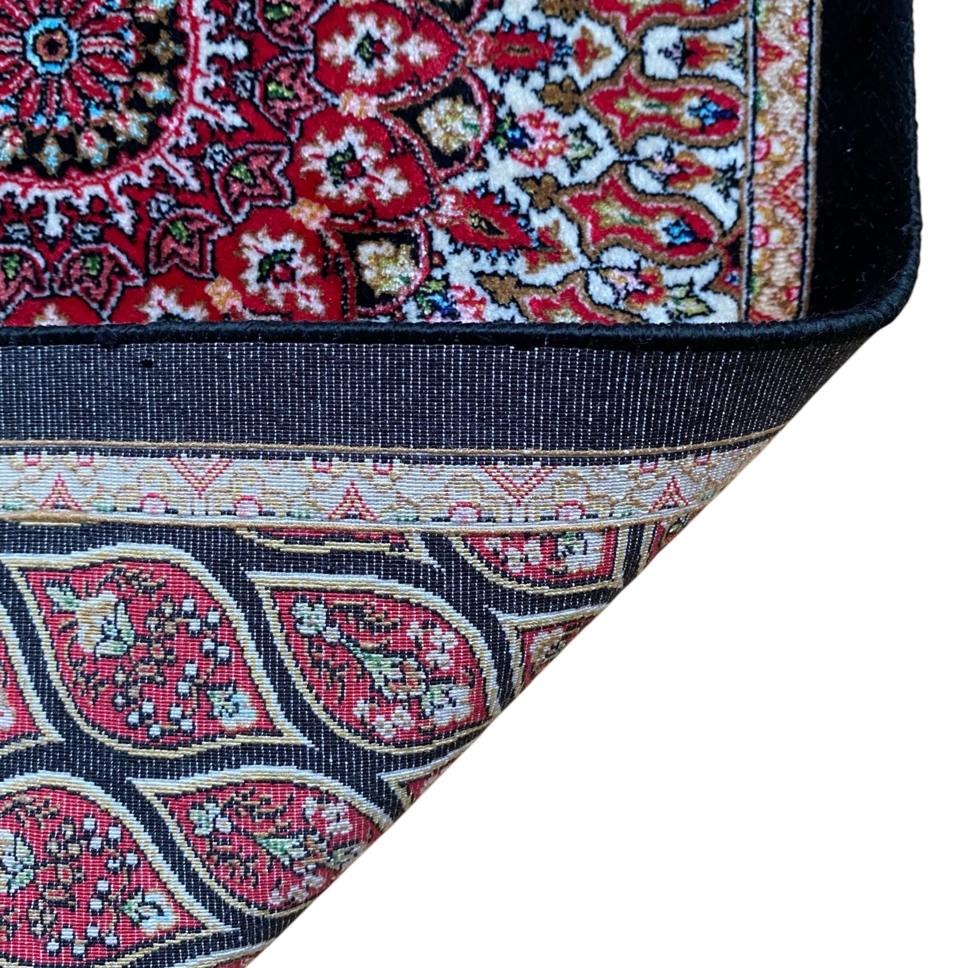 Small Black Dome Design Bamboo Silk Rug - Kilim Art Gallery