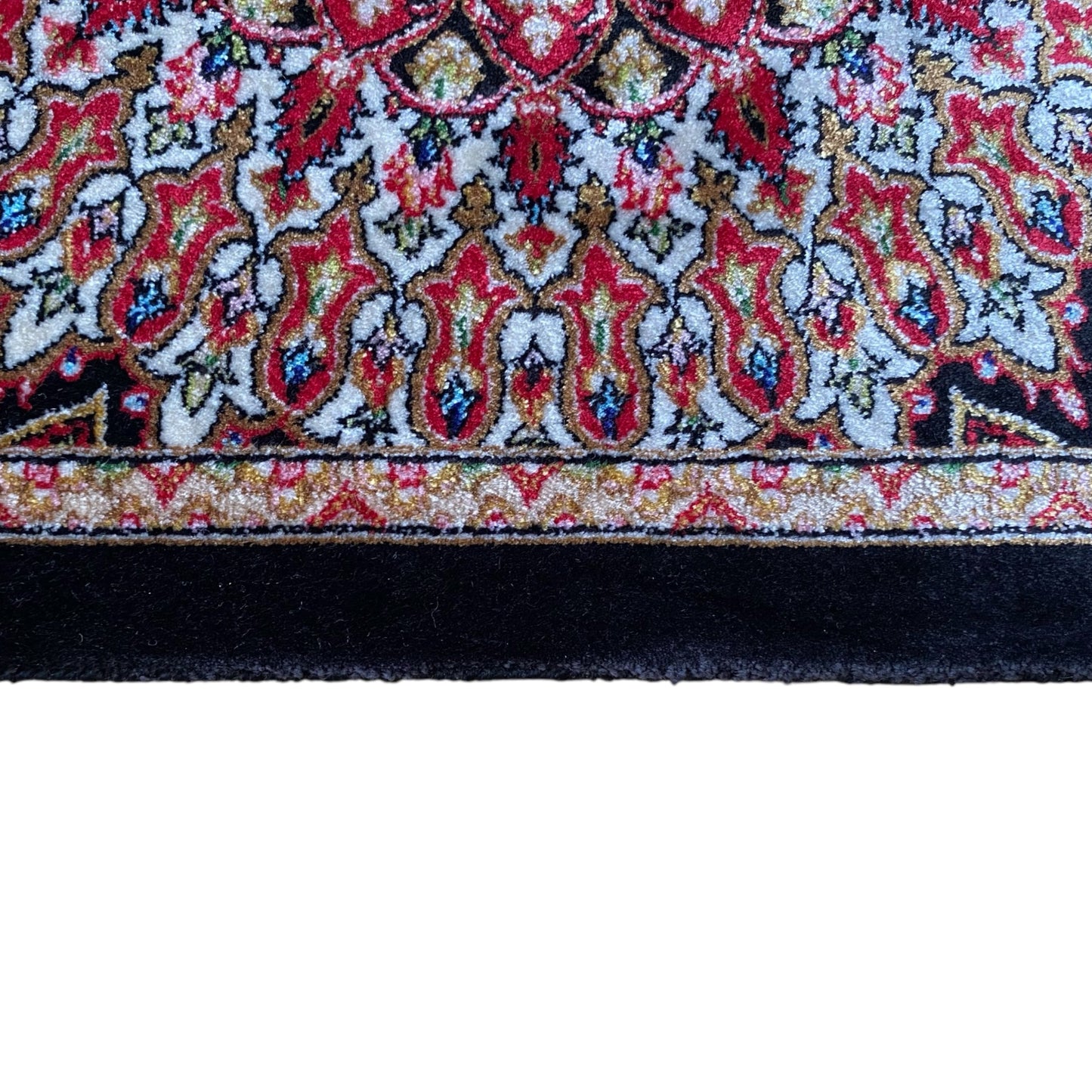 Small Black Dome Design Bamboo Silk Rug - Kilim Art Gallery
