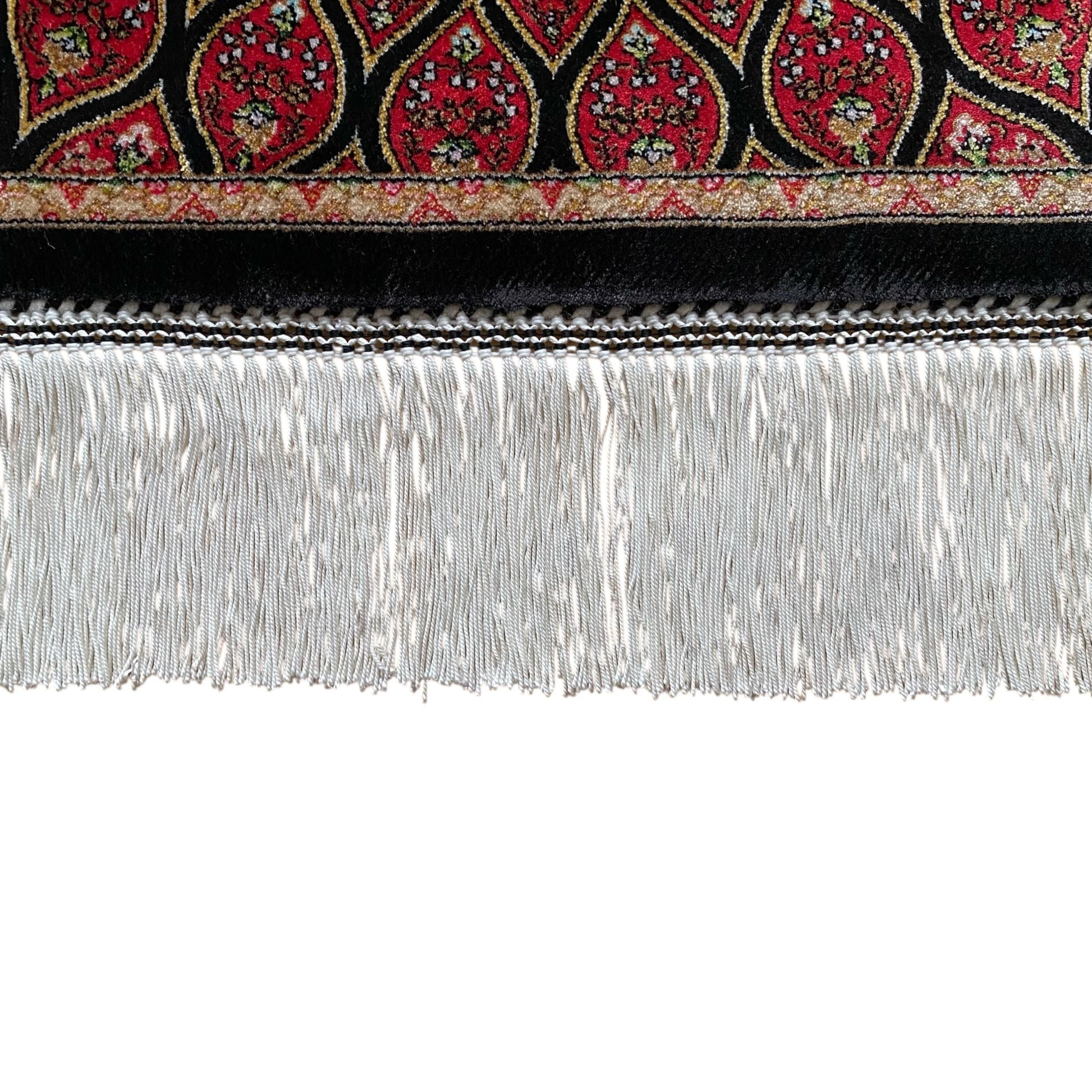 Small Black Dome Design Bamboo Silk Rug - Kilim Art Gallery